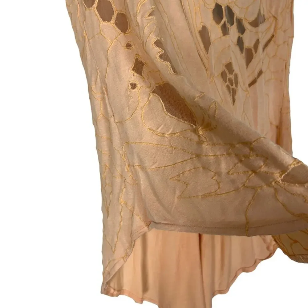 Free People NEW ROMANTICS High Noon Tea Top Peach Cutout Blouse - Picture 9 of 15